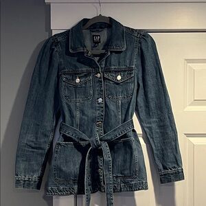 GAP Dark Blue Denim Belted Jean Jacket
